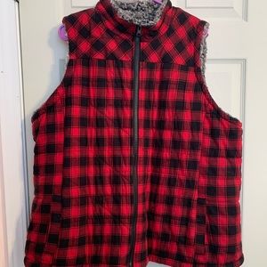 Reversible Plaid Fluffy Vest